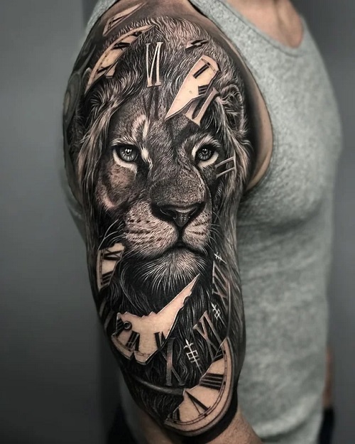 Vintage Lion Tattoo design 