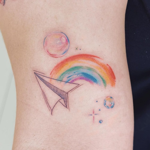 Unique Rainbow, Stars, and Paper Plane