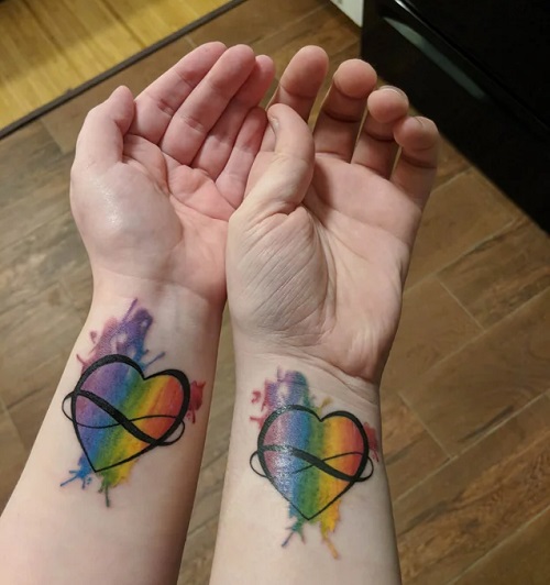 Rainbow Hearts with Infinity Symbols