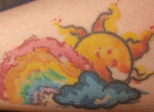 Unique Rainbow and Sun Tattoo