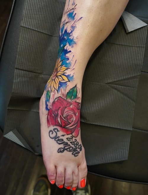 Floral Watercolor Feminine Tattoo