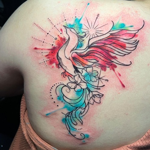 Phoenix Tattoo for Women in Watercolor