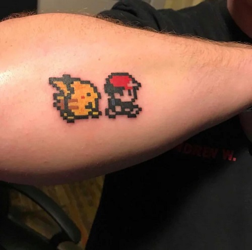 Pixel ash and pikachu  Tattoo Styles
