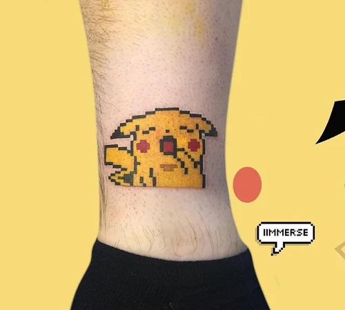Pixel  yawning pikachu Tattoo Styles