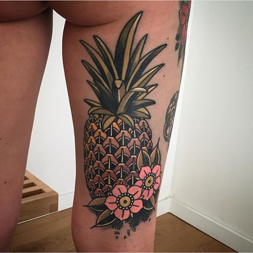 Colorful Pineapple Tattoo 5