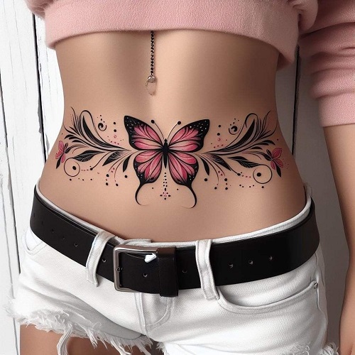 Butterfly And Flower Tattoos 1