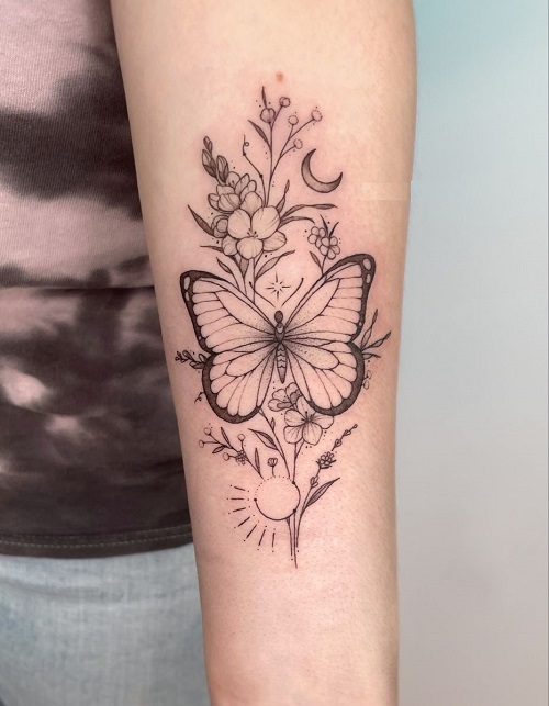 Butterfly And Flower Tattoos 2