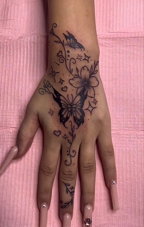  Butterfly And Flower  Design Tattoos 1