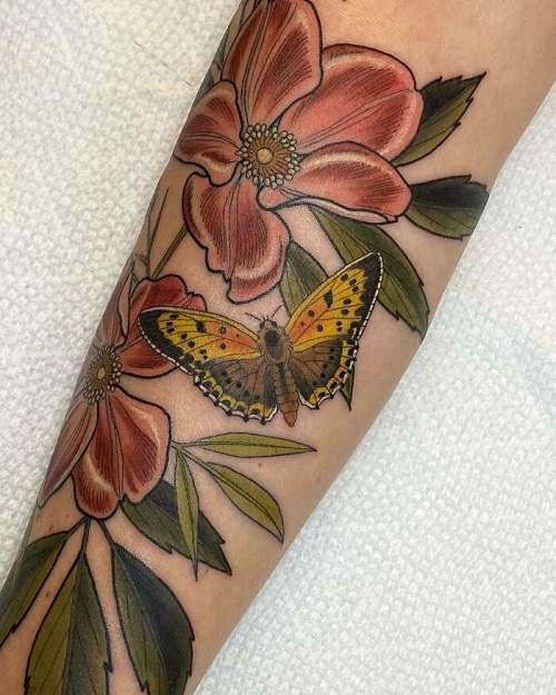 Beautiful  Butterfly And Flower  Design Tattoos 1