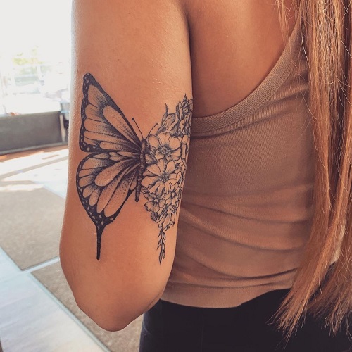 Beautiful  Butterfly And Flower  Design Tattoos 2