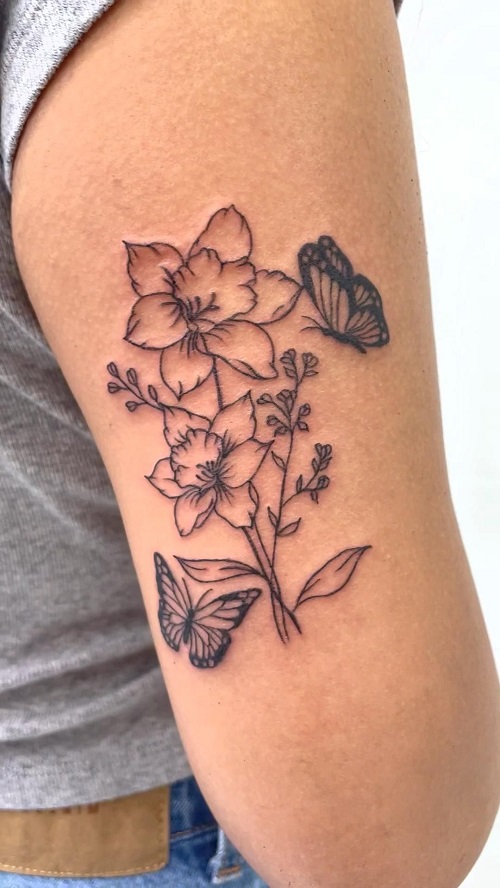 Beautiful  Butterfly And Flower  Design Tattoos 4