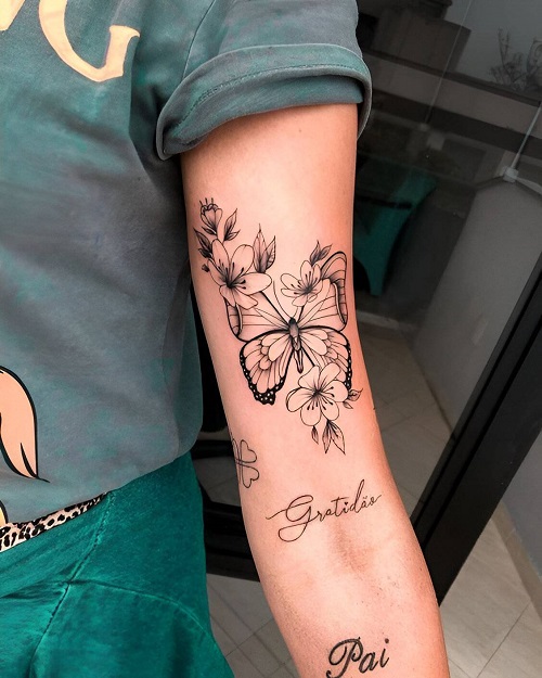 Butterfly And Flower Tattoos 3