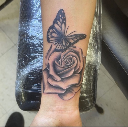 On hand Butterfly And Flower  Tattoos  2