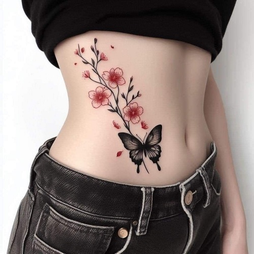 Beautiful  Butterfly And Flower  Design Tattoos 4