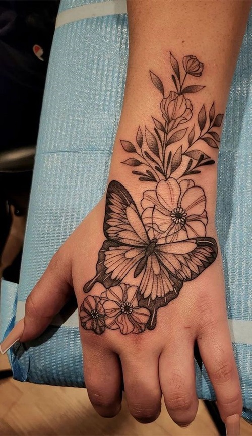 Butterfly and Flowers Hand Piece