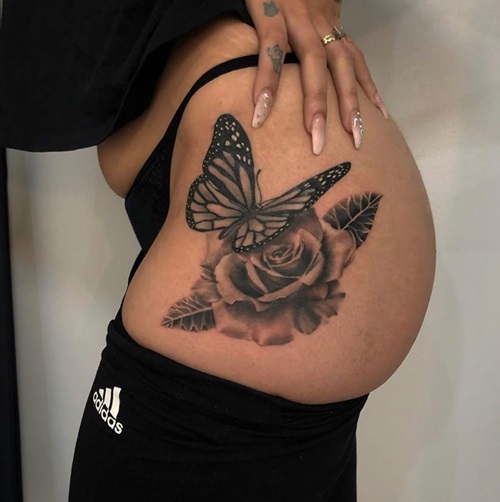 Butterfly and Roses