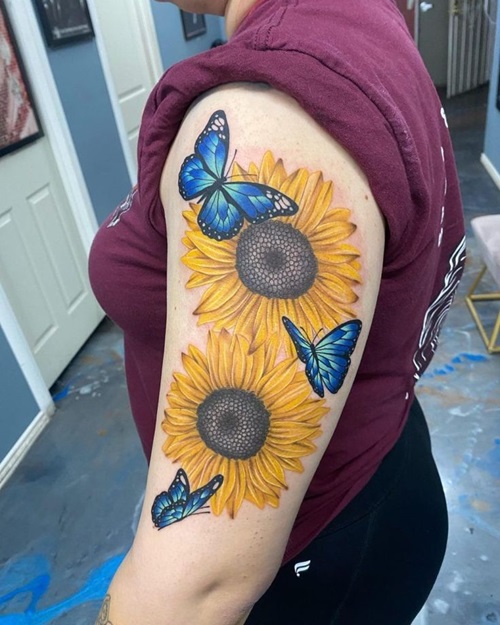 Intricate Butterfly and Sunflower