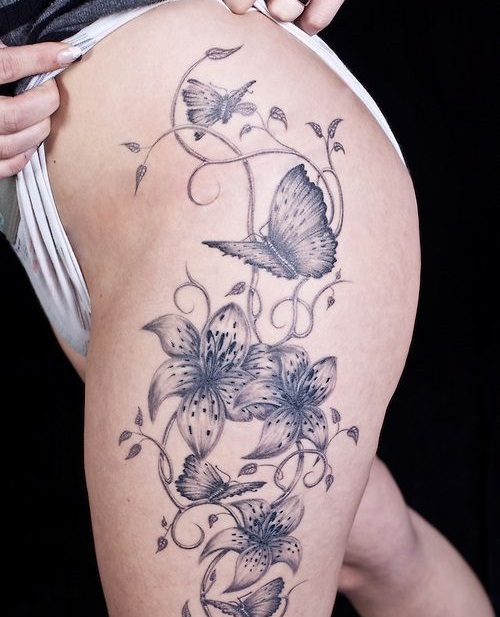 Lily and Butterfly Thigh Piece