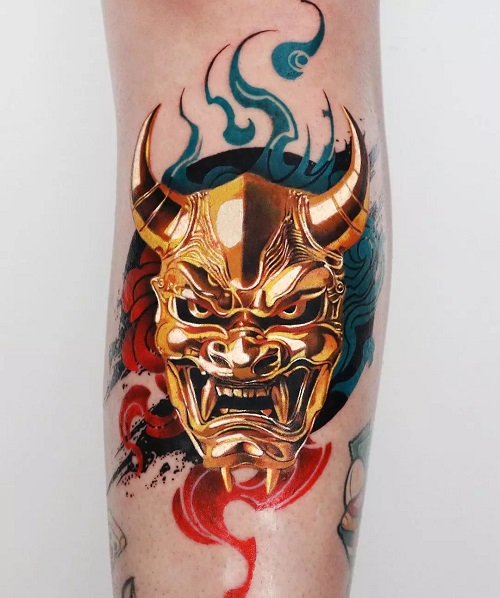 Oni Mask 3D Tattoo