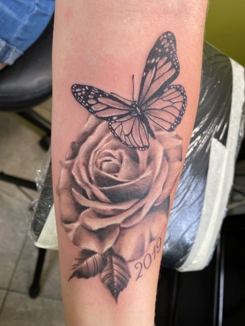 White Rose and Butterfly Piece