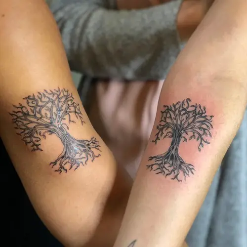 Matching Oak Couple Tattoo