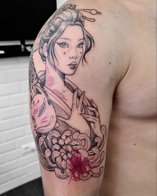 Realistic Geisha Tattoo 2