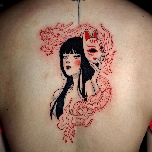 Realistic Geisha Tattoo 4