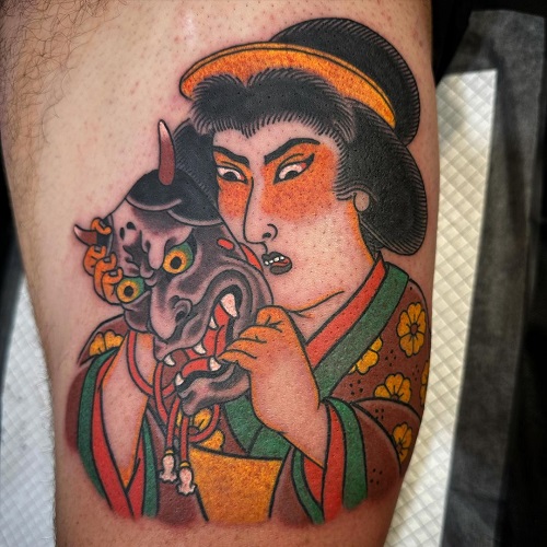 Colorful Geisha Tattoo 1