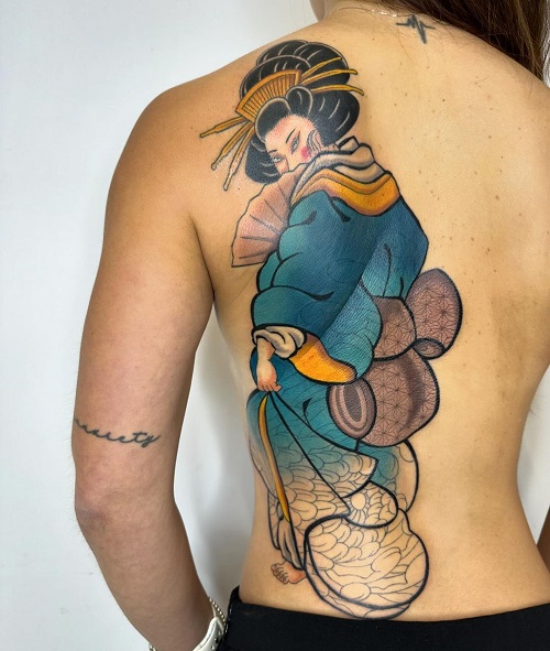 Colorful Geisha Tattoo 3