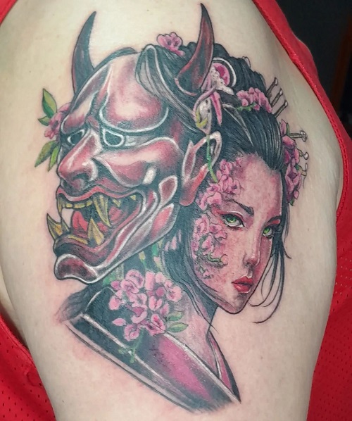 Watercolor Geisha  tattoos 5