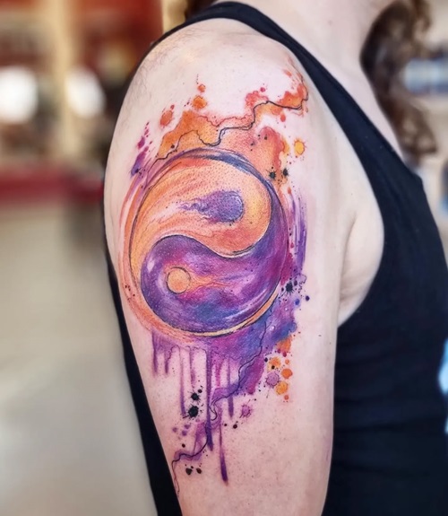 Yin Yang Design with Watercolors