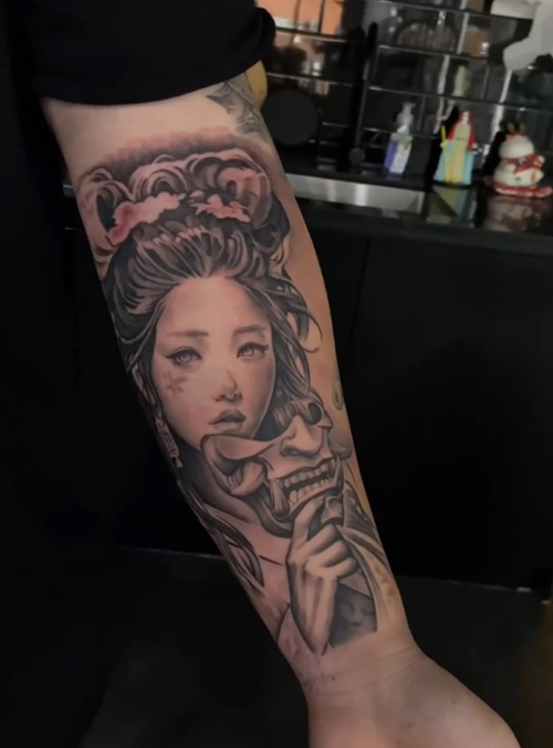 Young Geisha with Half Mask