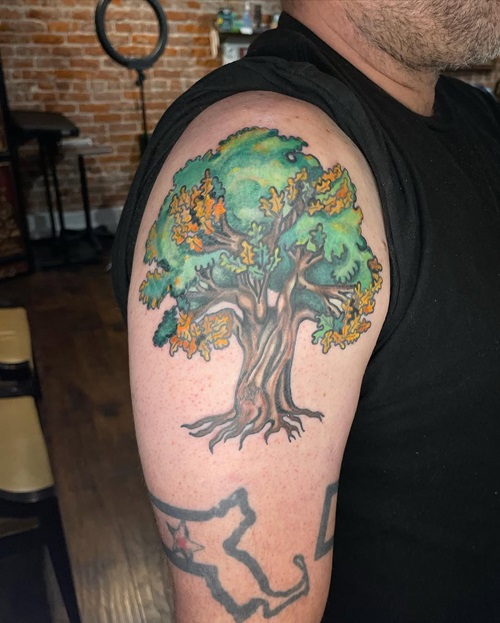 Colorful Oak Tree Ink