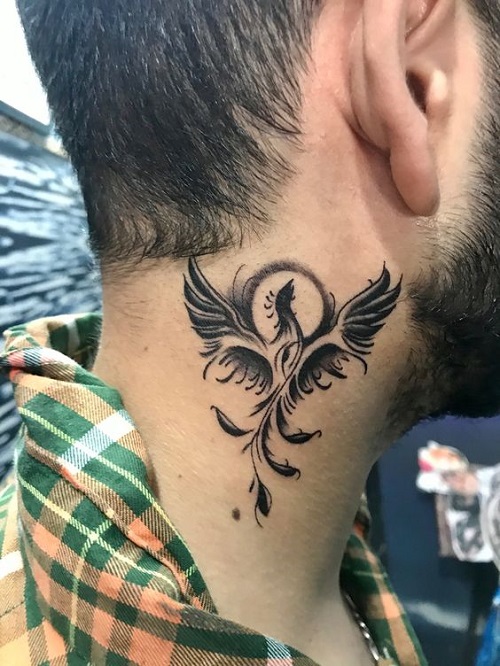 Phoenix Neck Tattoo Design