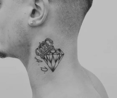 crown and diamond tattoo for neck