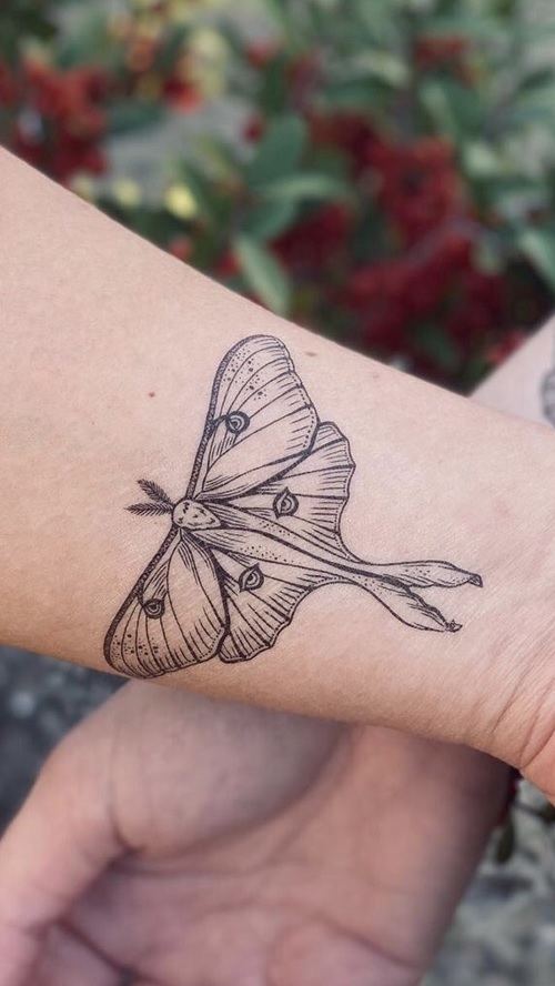 Luna Moth Tattoo on writs