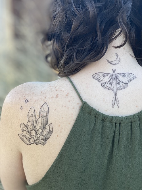 neck Luna Moth Tattoo 