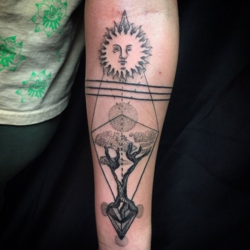Hand Geometric Tattoos Design 2