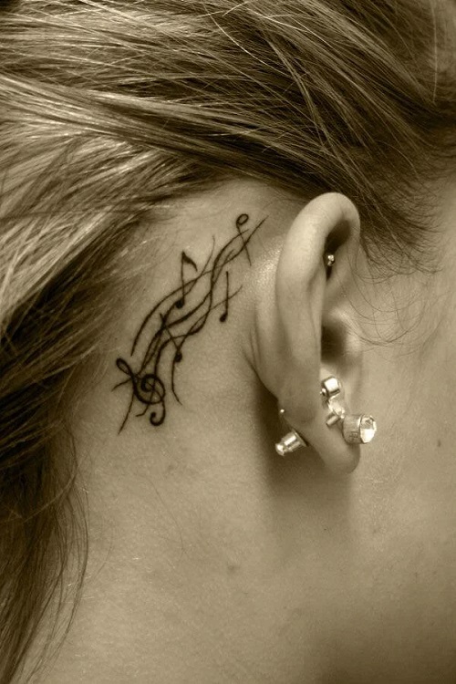 Unique Infinity Behind Ear Tattoo Ideas 4