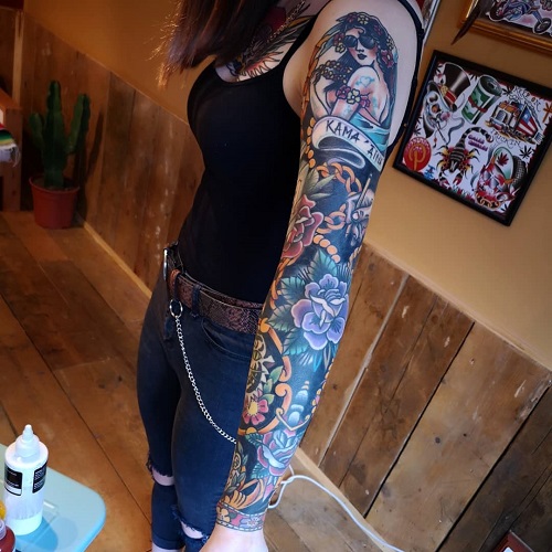 Stunning Girl Sleeve Tattoo Ideas 4
