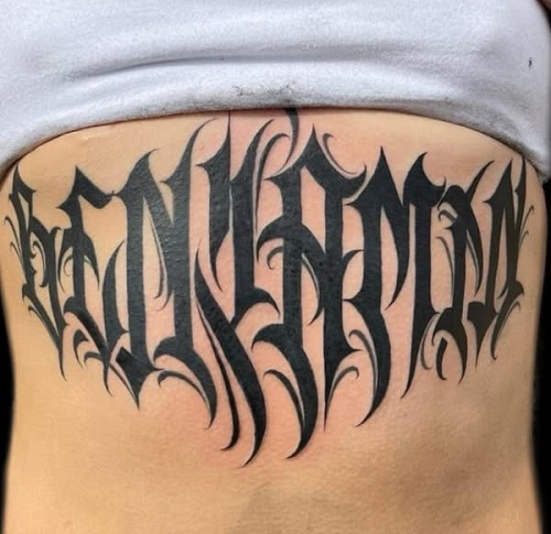 custom gothic lettering tattoo