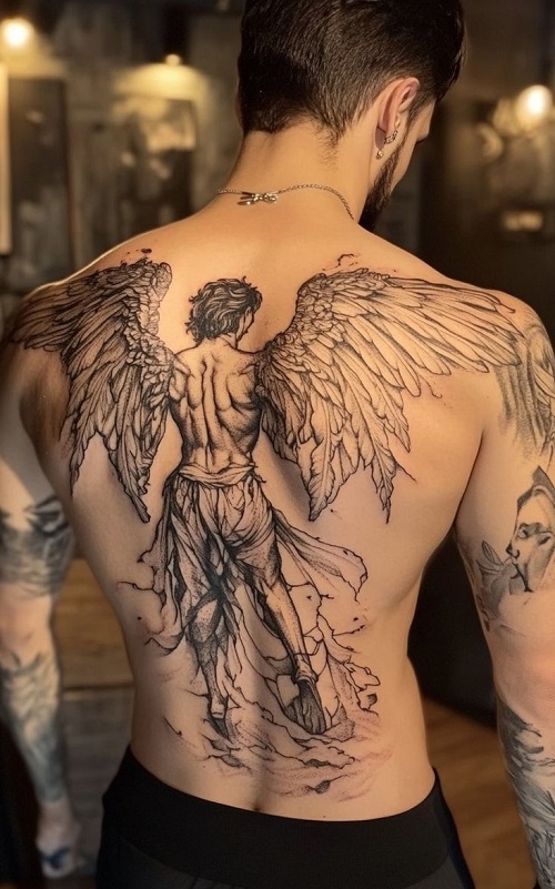 Bold men Angel Tattoo 1