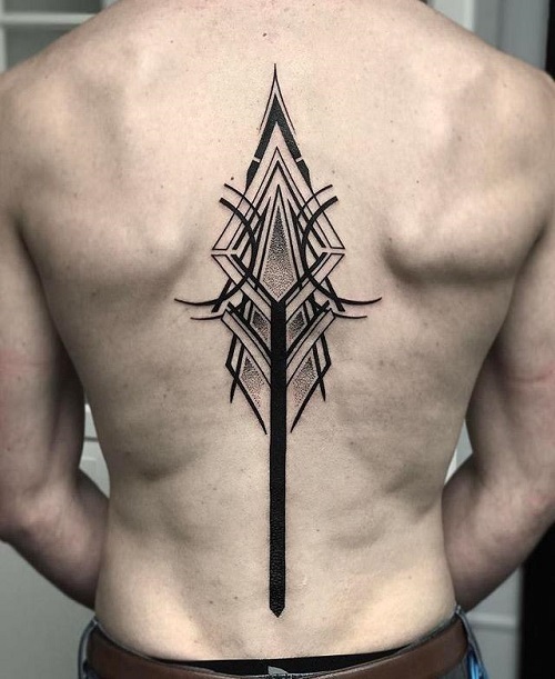 Inspiring Geometric Back Tattoo 2