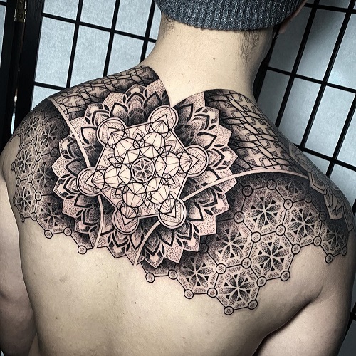Inspiring Geometric Back Tattoo 3