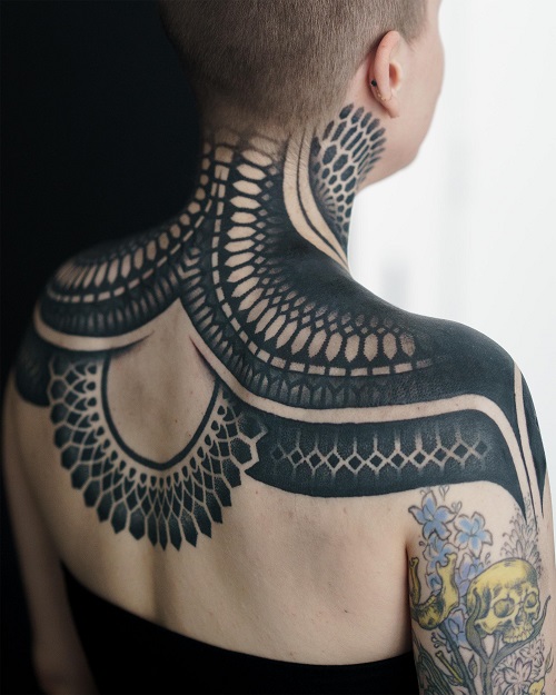 Inspiring Geometric Back Tattoo 4