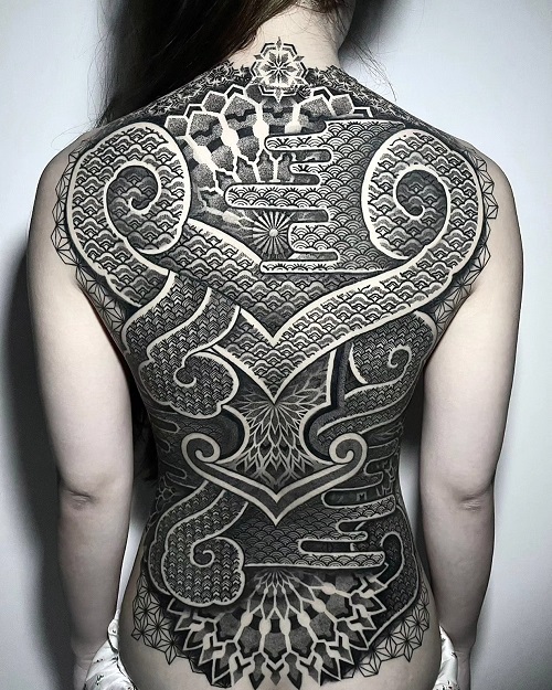 Stunning Geometric Back Tattoo 1