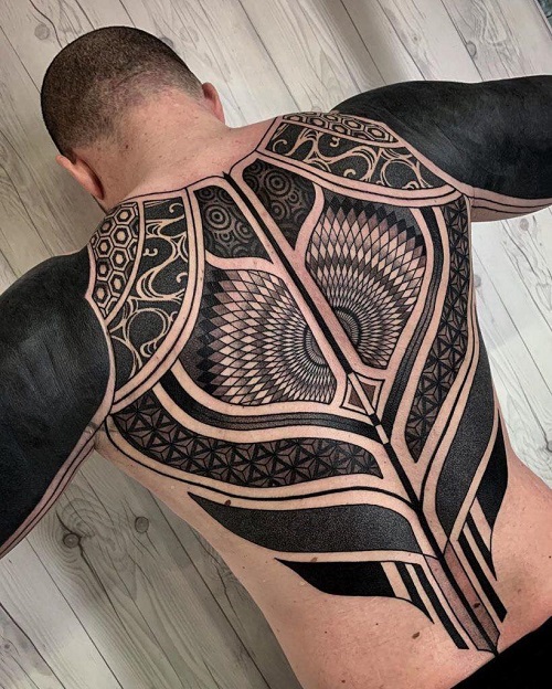 Stunning Geometric Back Tattoo 3