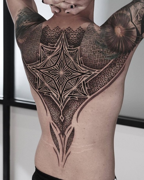 Stunning Geometric Back Tattoo 4