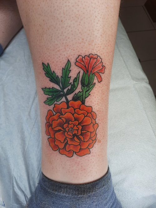 marigold flower tattoo