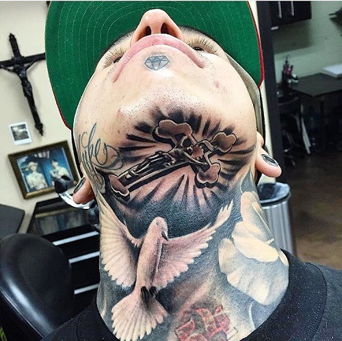 Women Under Chin Tattoo
